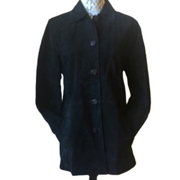Bernardo Black Suede Leather Blazer Jacket Size M | Vintage | SAME DAY SHIP - Picture 1 of 5